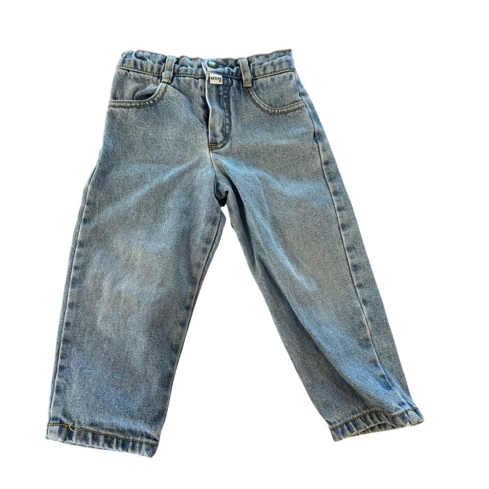 Vintage Guess Kids USA Light Wash Denim Jeans Toddler 2T Elastic Waist 90s